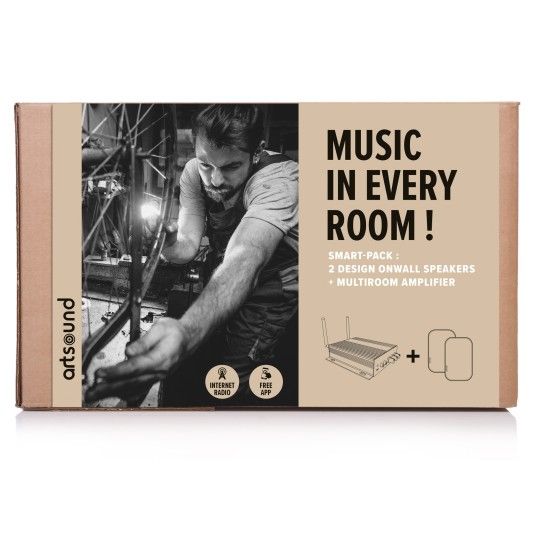 PACK Amplificateur Muliti-Zones + 2 Enceintes murales, ArtSound, SMARTPACK 2xUNI30 White + SMART HYDE (2/2)